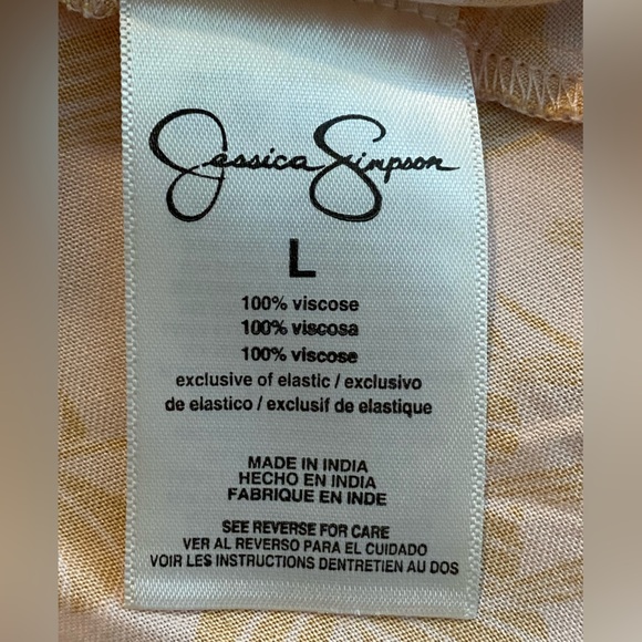 Jessica Simpson palm bliss Yellow Tie Front Peplum camisole top NWT size L - Picture 8 of 9